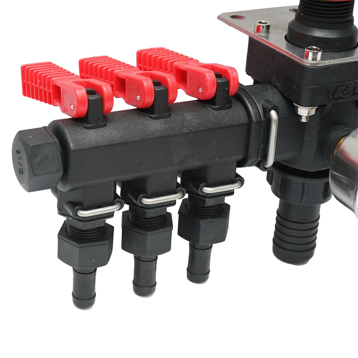 Distribuitor cu 3 cai si manometru cu glicerina pentru erbicidator (compatibil model polonez)
